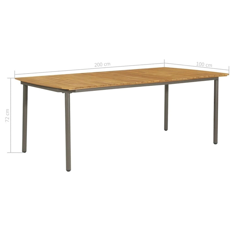 vidaXL Table de jardin Table de salle à manger d'extérieur Bois d'acacia massif et acier