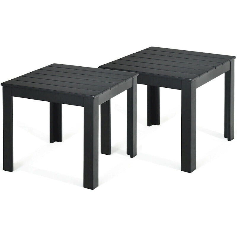 Gymax Lot de 2 tables d'appoint carrées en bois pour terrasse ou bistrot – Voir détails