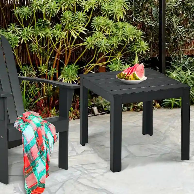 Gymax Lot de 2 tables d'appoint carrées en bois pour terrasse ou bistrot – Voir détails