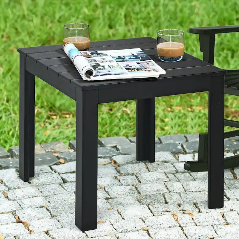 Gymax Lot de 2 tables d'appoint carrées en bois pour terrasse ou bistrot – Voir détails