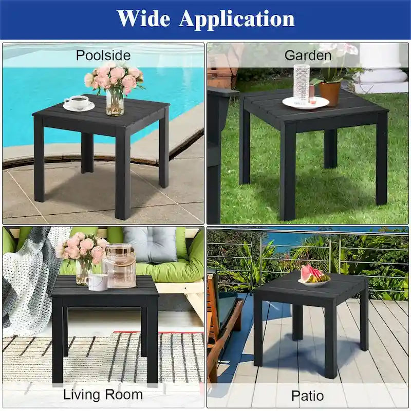 Gymax Lot de 2 tables d'appoint carrées en bois pour terrasse ou bistrot – Voir détails