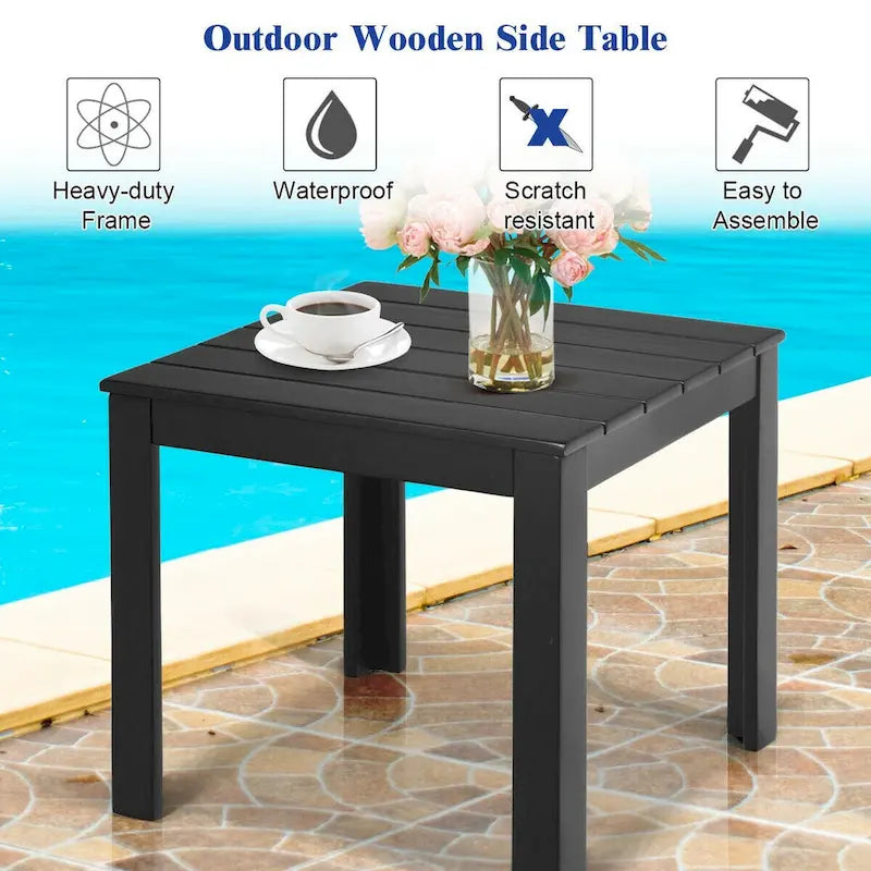 Gymax Lot de 2 tables d'appoint carrées en bois pour terrasse ou bistrot – Voir détails