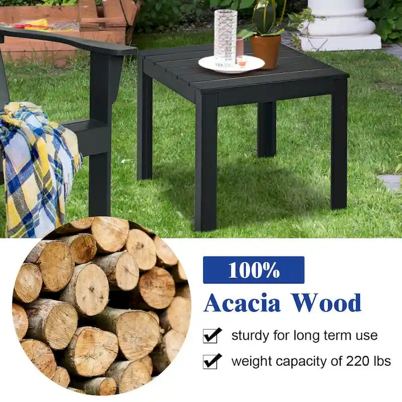Gymax Lot de 2 tables d'appoint carrées en bois pour terrasse ou bistrot – Voir détails