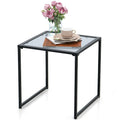 Table d'appoint de terrasse Costway, table basse d'extérieur en verre trempé de 17 pouces – Voir les détails