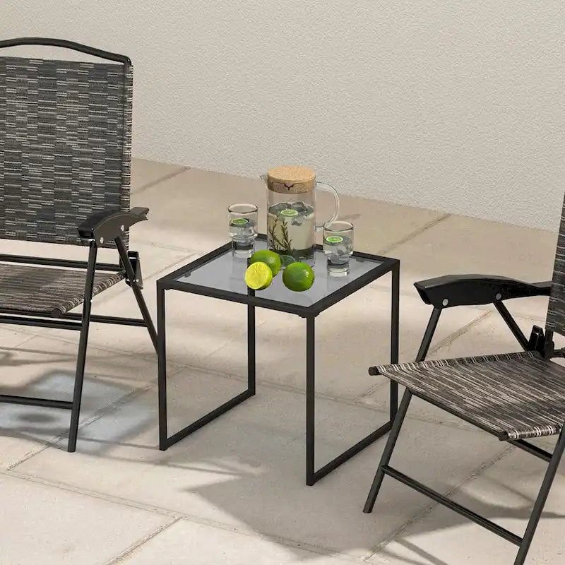Table d'appoint de terrasse Costway, table basse d'extérieur en verre trempé de 17 pouces – Voir les détails