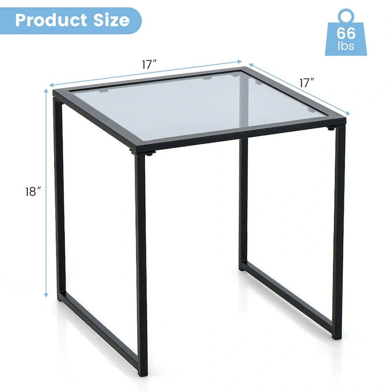 Table d'appoint de terrasse Costway, table basse d'extérieur en verre trempé de 17 pouces – Voir les détails