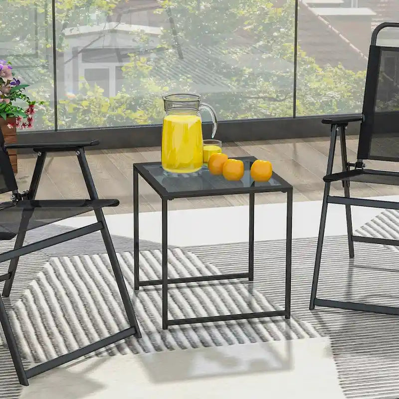 Table d'appoint de terrasse Costway, table basse d'extérieur en verre trempé de 17 pouces – Voir les détails