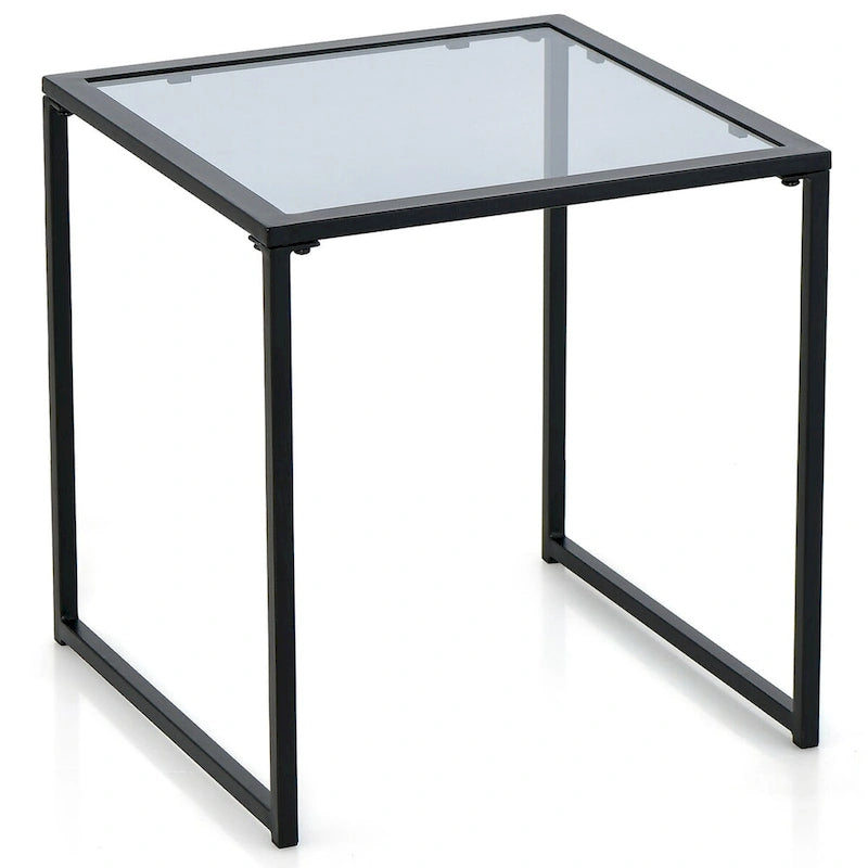 Table d'appoint de terrasse Costway, table basse d'extérieur en verre trempé de 17 pouces – Voir les détails