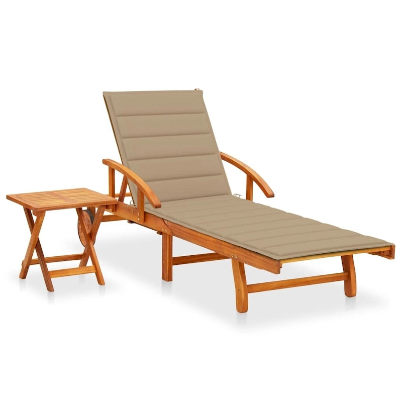 vidaXL Chaise longue de jardin bain de soleil avec coussin Bois d'acacia massif