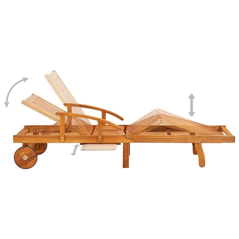 vidaXL Chaise longue de jardin bain de soleil avec coussin Bois d'acacia massif