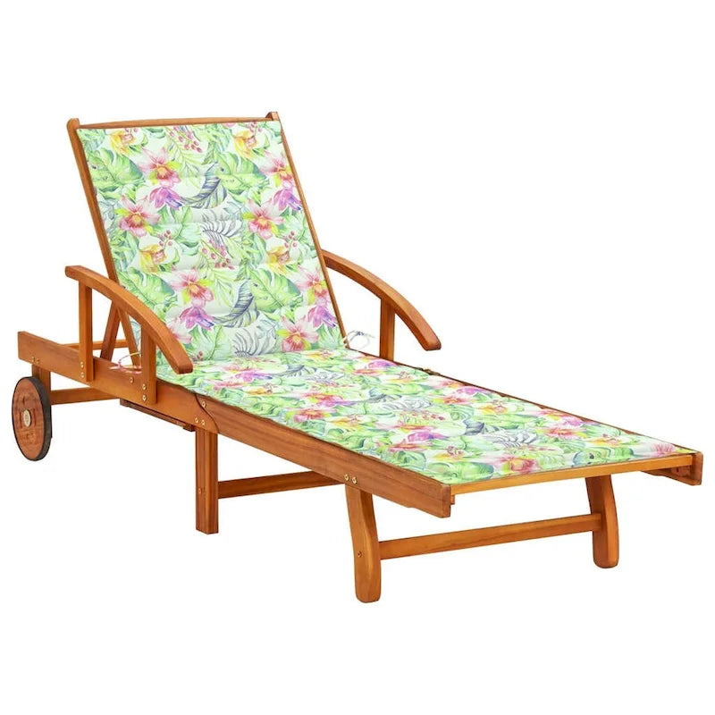 vidaXL Chaise longue de jardin bain de soleil avec coussin Bois d'acacia massif