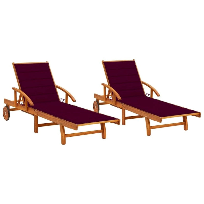 vidaXL Chaise longue de jardin bain de soleil avec coussin Bois d'acacia massif