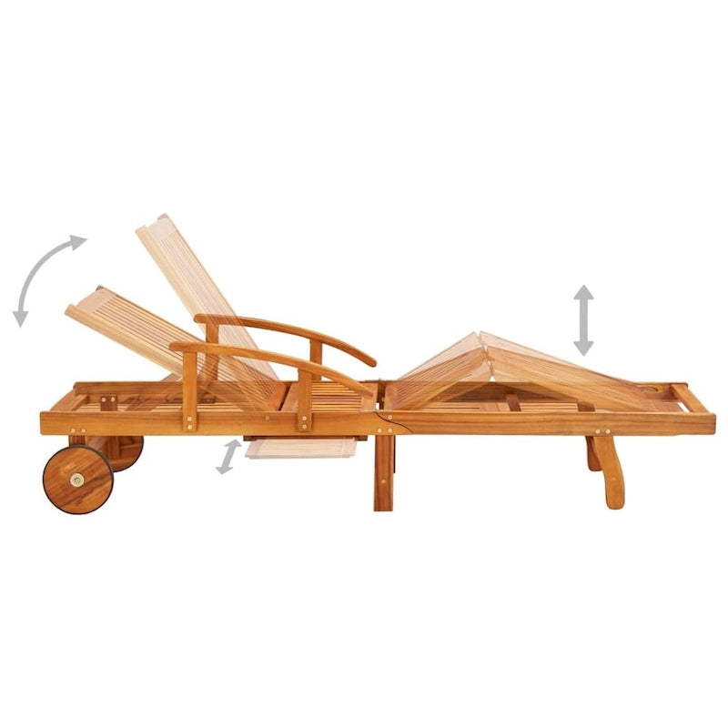vidaXL Chaise longue de jardin bain de soleil avec coussin Bois d'acacia massif