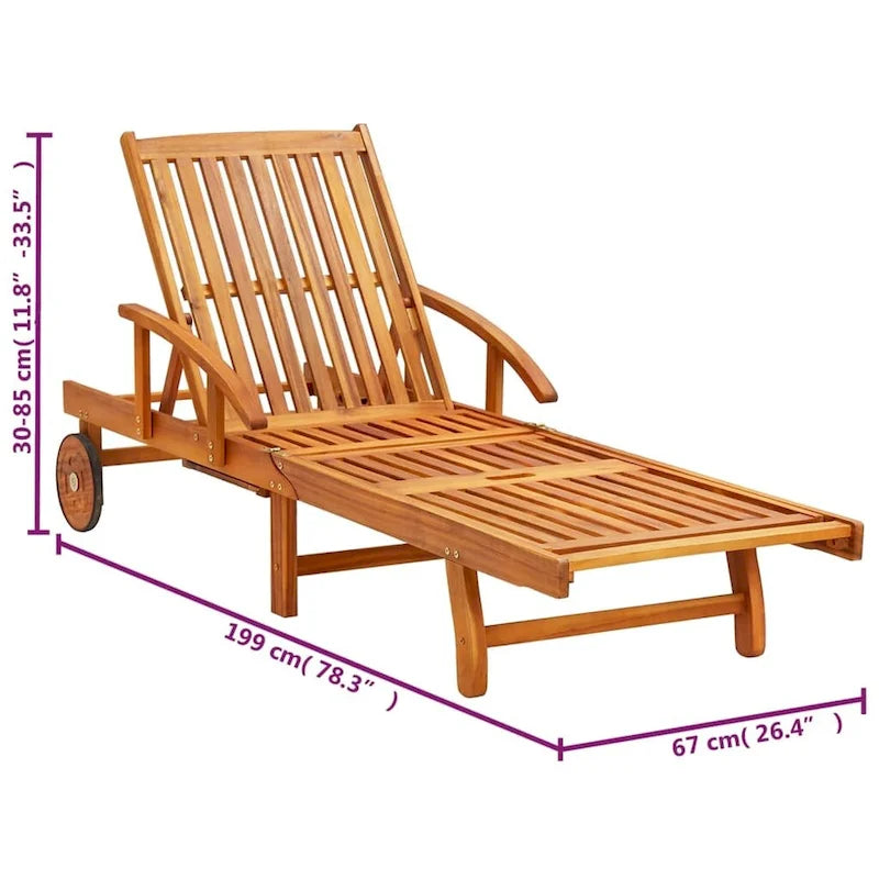 vidaXL Chaise longue de jardin bain de soleil avec coussin Bois d'acacia massif