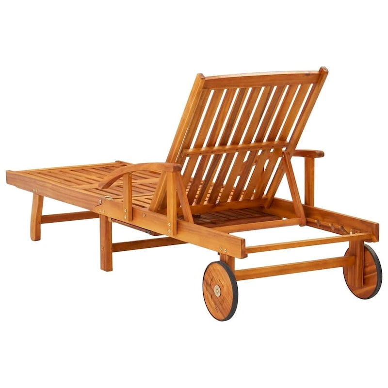vidaXL Chaise longue de jardin bain de soleil avec coussin Bois d'acacia massif