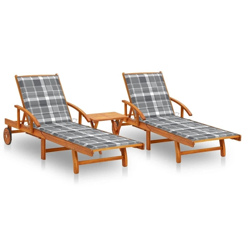 vidaXL Chaise longue de jardin bain de soleil avec coussin Bois d'acacia massif