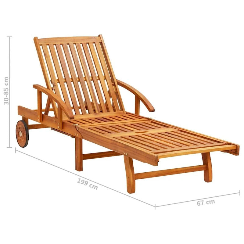 vidaXL Chaise longue de jardin bain de soleil avec coussin Bois d'acacia massif
