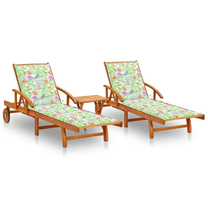 vidaXL Chaise longue de jardin bain de soleil avec coussin Bois d'acacia massif