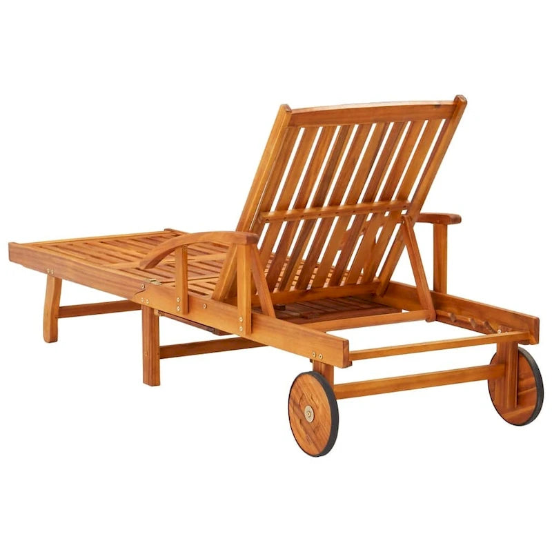 vidaXL Chaise longue de jardin bain de soleil avec coussin Bois d'acacia massif