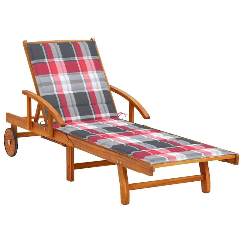 vidaXL Chaise longue de jardin bain de soleil avec coussin Bois d'acacia massif