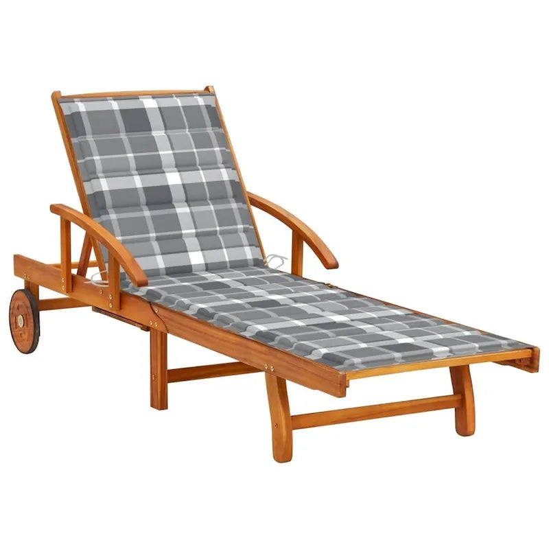 vidaXL Chaise longue de jardin bain de soleil avec coussin Bois d'acacia massif