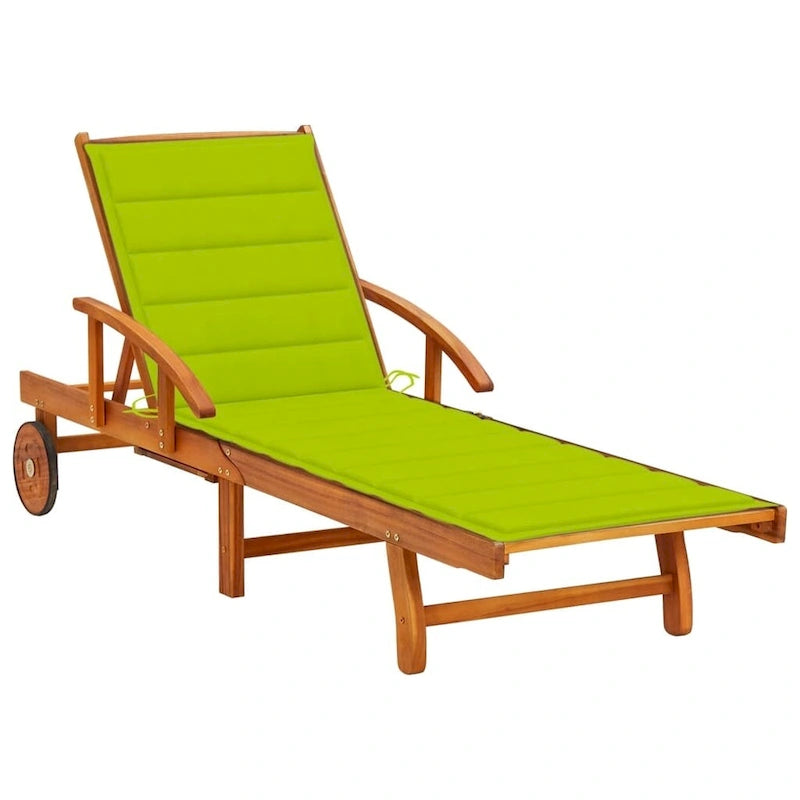 vidaXL Chaise longue de jardin bain de soleil avec coussin Bois d'acacia massif