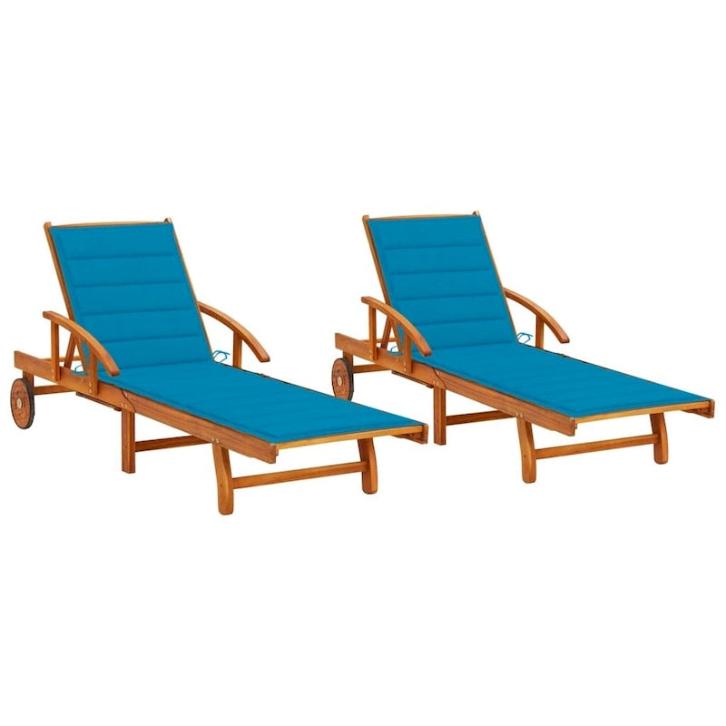 vidaXL Chaise longue de jardin bain de soleil avec coussin Bois d'acacia massif