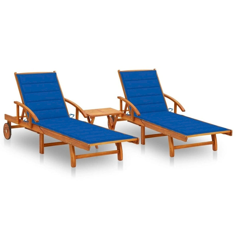 vidaXL Chaise longue de jardin bain de soleil avec coussin Bois d'acacia massif