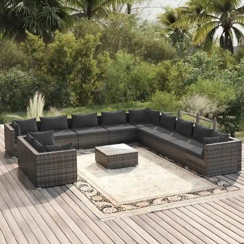 vidaXL Salon de jardin modulaire d'extérieur en résine tressée - 70 x 70 x 60,5 cm