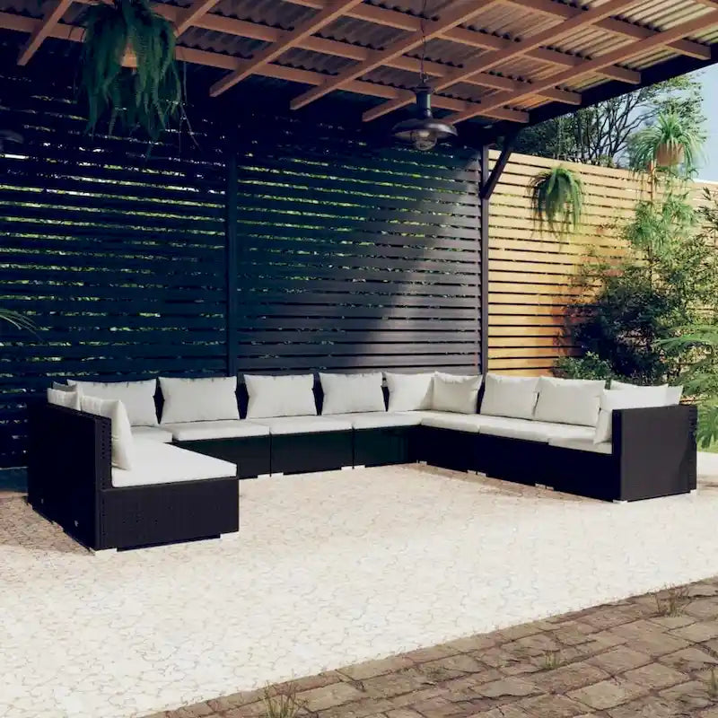 vidaXL Patio Lounge Set Outdoor Sectional Sofa Set Table Garden Poly Rattan - 27.6 x 27.6 x 23.8