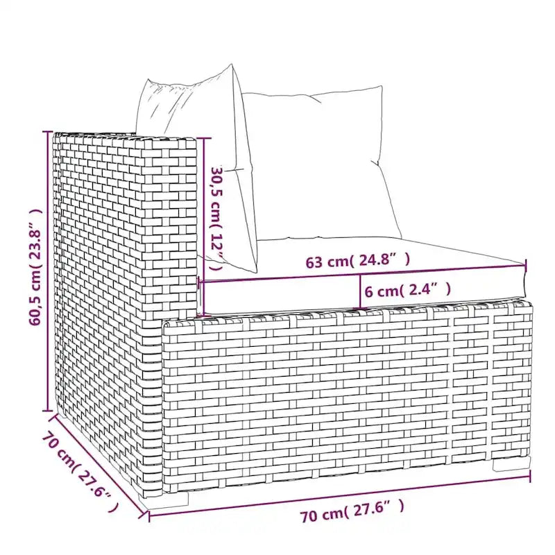 vidaXL Salon de jardin modulaire d'extérieur en résine tressée - 70 x 70 x 60,5 cm