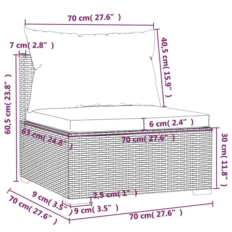 vidaXL Salon de jardin modulaire d'extérieur en résine tressée - 70 x 70 x 60,5 cm
