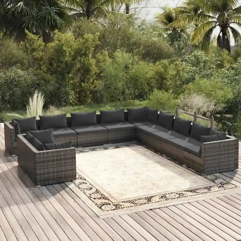 vidaXL Salon de jardin modulaire d'extérieur en résine tressée - 70 x 70 x 60,5 cm