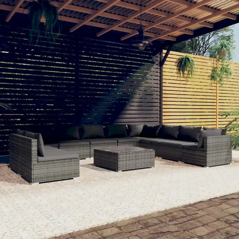 vidaXL Salon de jardin modulaire d'extérieur en résine tressée - 70 x 70 x 60,5 cm