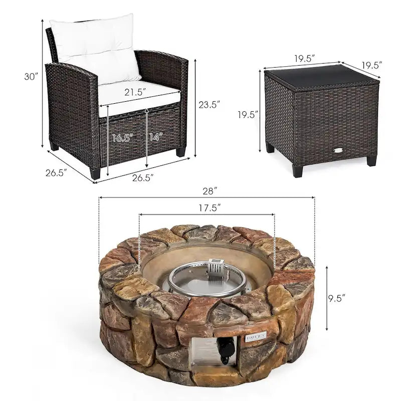 Costway Ensemble de Meubles de Patio en Rotin 7 Pièces avec Table Brasero et Canapé - Voir Détails