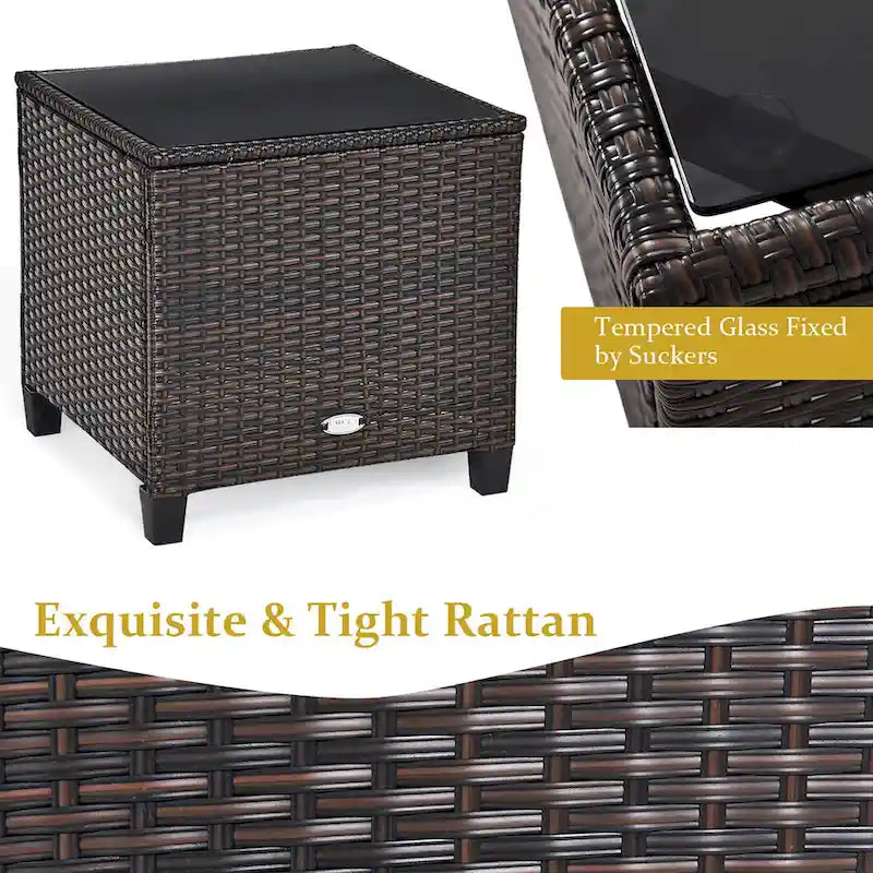 Costway Ensemble de Meubles de Patio en Rotin 7 Pièces avec Table Brasero et Canapé - Voir Détails