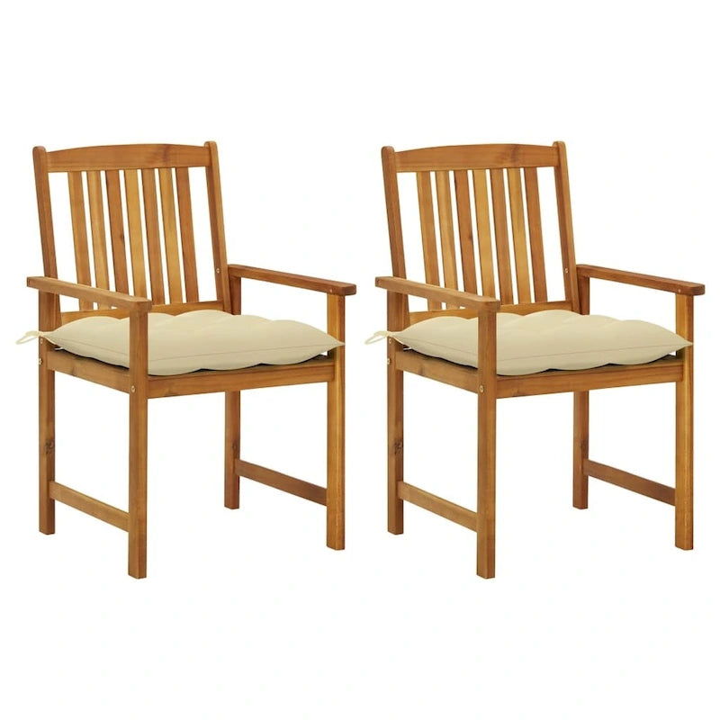 vidaXL Patio Chairs with Cushions 2 pcs Solid Acacia Wood - 24 x 22.4 x 36.2