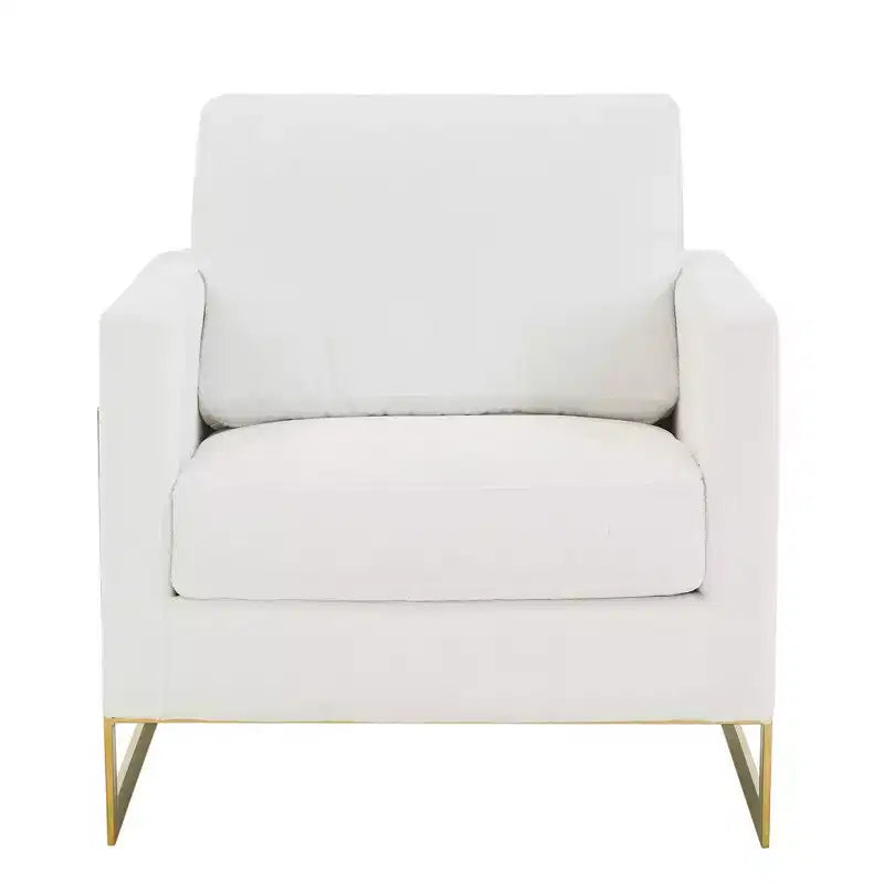 Fauteuil d'appoint rembourré en bouclette avec cadre en acier inoxydable doré