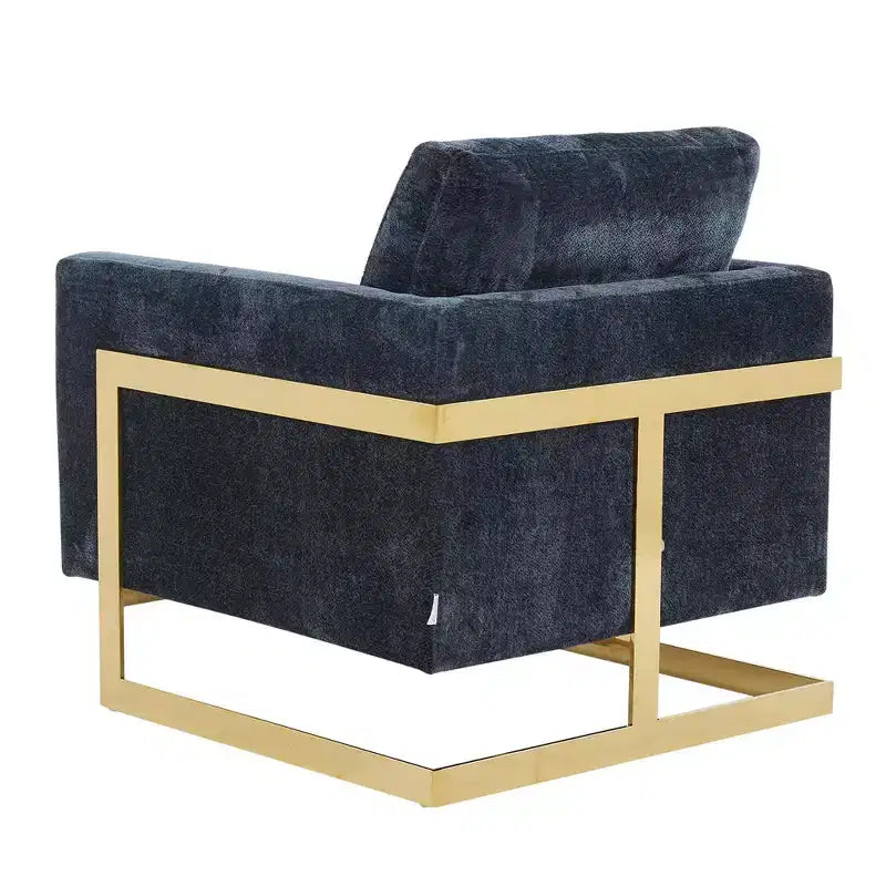 Fauteuil d'appoint rembourré en bouclette avec cadre en acier inoxydable doré