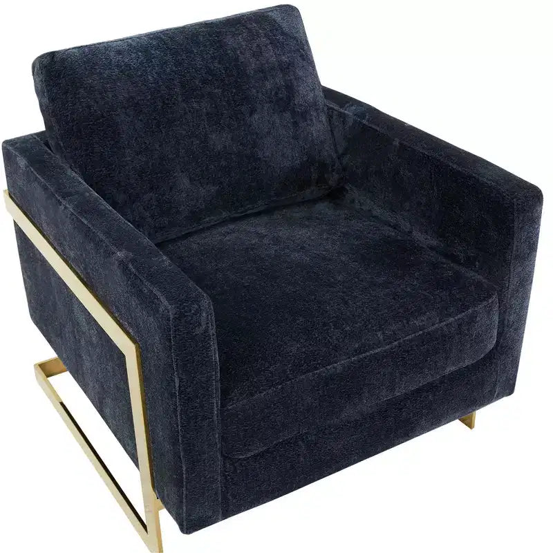 Fauteuil d'appoint rembourré en bouclette avec cadre en acier inoxydable doré