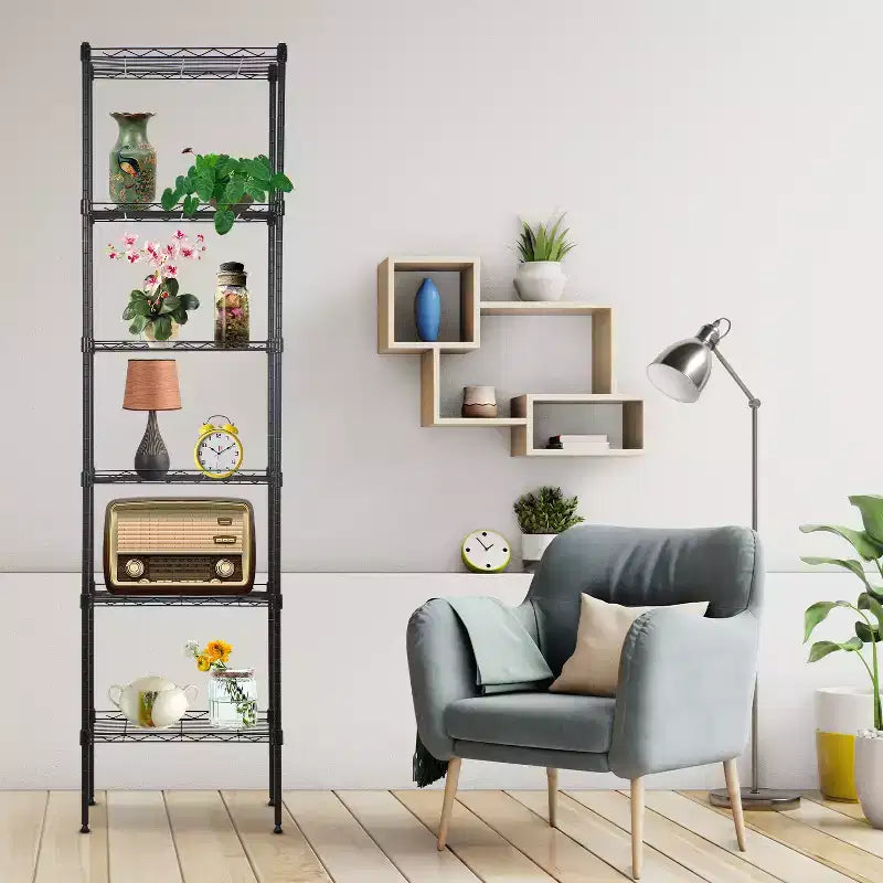 Étagère de rangement métallique à 6 niveaux, support de stockage robuste, organisateur de garage en métal