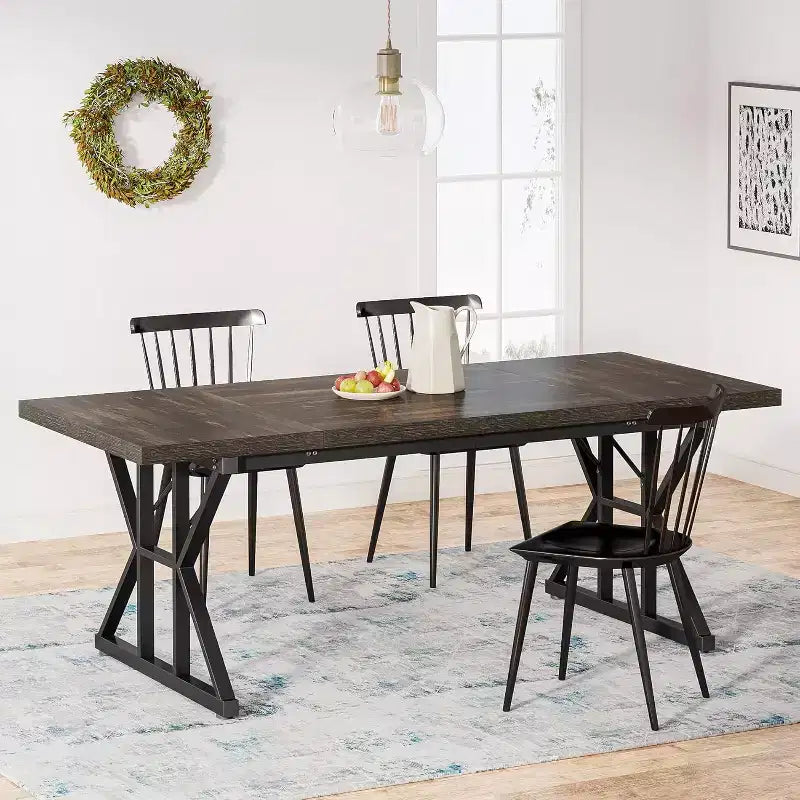 Table à manger rectangulaire en bois de 180 cm pour 6 personnes