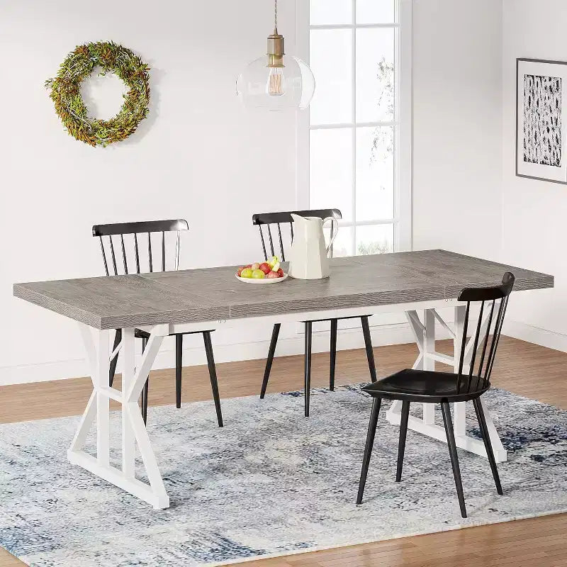 Table à manger rectangulaire en bois de 180 cm pour 6 personnes