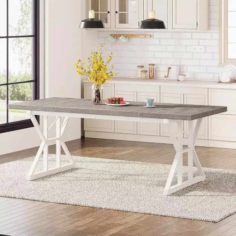 Table à manger rectangulaire en bois de 180 cm pour 6 personnes