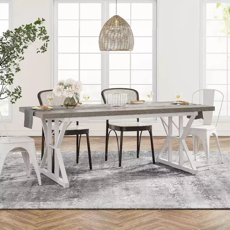 Table à manger rectangulaire en bois de 180 cm pour 6 personnes