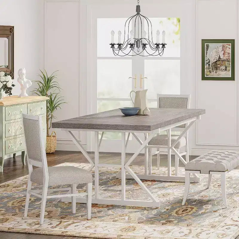 Table à manger rectangulaire en bois de 180 cm pour 6 personnes
