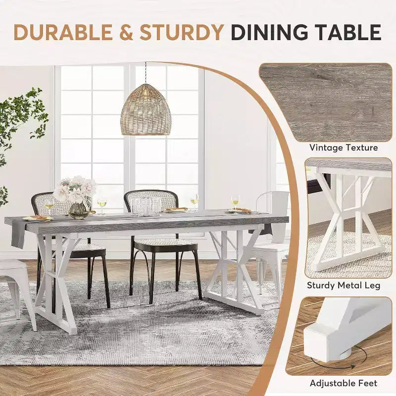 Table à manger rectangulaire en bois de 180 cm pour 6 personnes