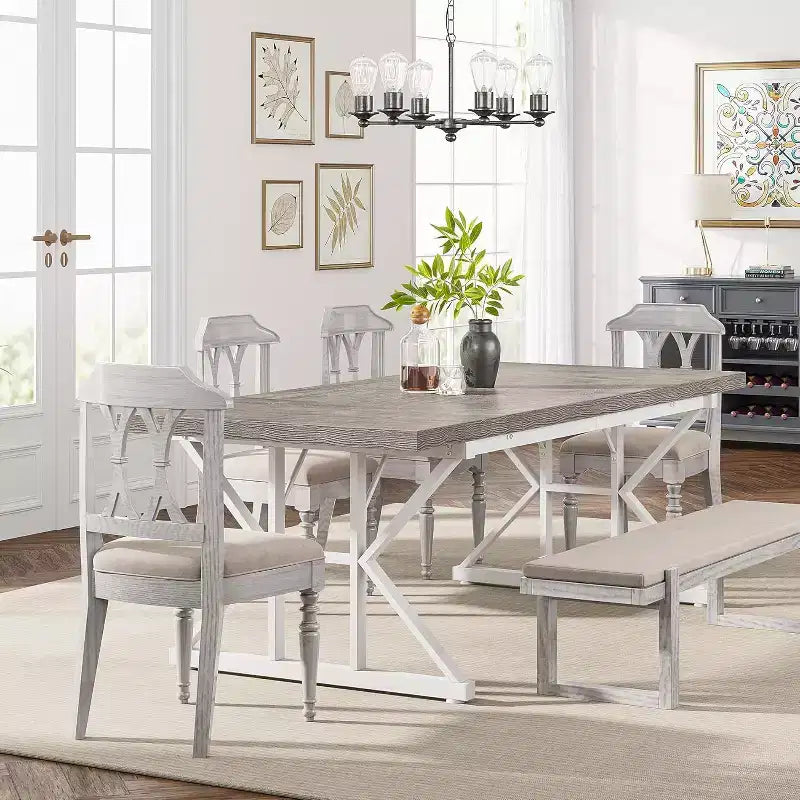 Table à manger rectangulaire en bois de 180 cm pour 6 personnes
