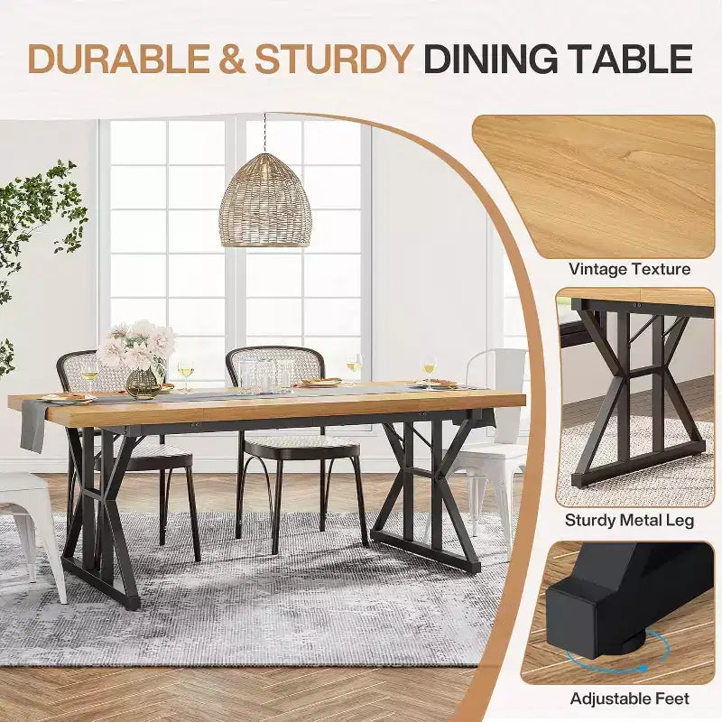 Table à manger rectangulaire en bois de 180 cm pour 6 personnes
