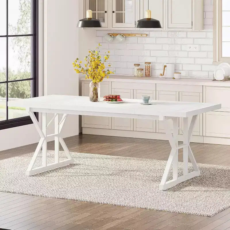 Table à manger rectangulaire en bois de 180 cm pour 6 personnes